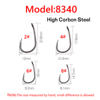 Vente en gros de hameçons pour carpe sans barbe en acier à haute teneur en carbone, gris, noir, tige incurvée, poils de carpe/Chod Zig Rig 2-10 tailles, lac/réservoir