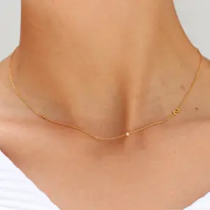 Colar feminino 18k aço inoxidável, colar com 26 letras cheio de ouro