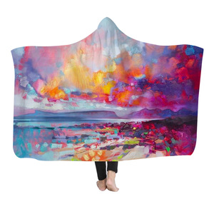 Coperta con cappuccio in velluto di cristallo spesso stampato personalizzato soffice soffice coperta per l'inverno - Product Image 3