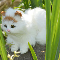 Mini chat réaliste en peluche, 10 cm, Figurine d'animaux, chaton en fourrure, jouet