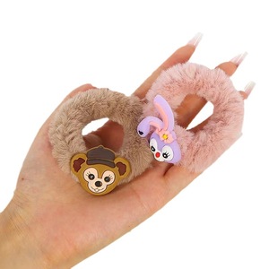 Élastiques à cheveux en peluche de dessin animé mignons, en forme de nœud, en tissu, élastiques, pour femmes, usage quotidien, cinq couleurs assorties - Product Image 4