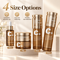 Botol Kosmetik Kaca Kosong & Set Stoples Krim Kemasan Perawatan Kulit Amber dengan Tutup Emas Logo Kustom OEM ODM Grosir