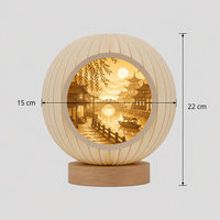 Lampe de nuit LED en forme de globe en papier découpé 3D, design original ZS-PC0195, faite à la main, personnalisée, boîte à ombre de ville aquatique, cadeau