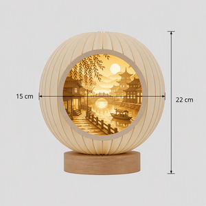 Lampe Globe 3D en Papier Découpé ZS-PC0195 au Design Original, Veilleuse LED, Lampe Boîte à Ombre Thème Ville Aquatique, Cadeau - Product Image 3