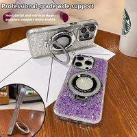 Étui de téléphone portable pour iPhone avec support magnétique, coque de protection, paillettes scintillantes, ciel étoilé, colle à gouttes, paillettes