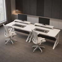 Dubbele computerbureau, dubbele werkplek, gaming bureau, meubelset voor koppels, thuiskantoor, slaapkamer en gedeelde werkruimte
