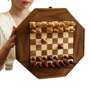 Octagon Board ein mehrseitiges Schachbrett Magnetisches Holz schachspiel Holz schach Brettspiel mit Schubladen Schachspiel