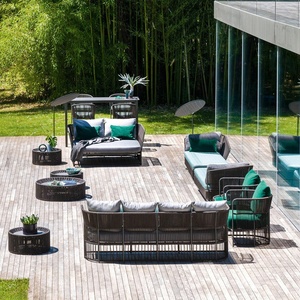 Sofá de Exterior Resistente para Ocio, Muebles de Ratán para Balcón, Mesa de Centro para Terraza, Jardín, Diseño Nórdico, Juego de Jardín Famoso en China - Product Image 1