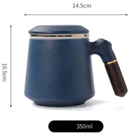 Mug à thé en porcelaine avec logo personnalisé en relief, poignée en bois et couvercle infuseur, 400 ml, écologique, pour infusion de thé en vrac