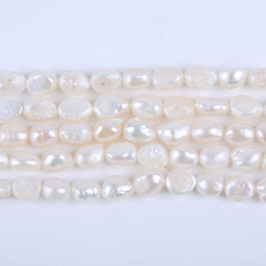 สร้อยคอมุกน้ำจืดธรรมชาติจูจี้ วัสดุทำเครื่องประดับ DIY ขนาด 9-10 มม. สีขาว รูตรง สองด้าน แสงสว่าง ขายส่ง - Product Image 3