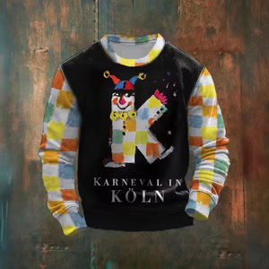 เสื้อสเวตเตอร์ผู้ชายไซส์ใหญ่ พิมพ์ลายดิจิตอล 3 มิติ โพลีเอสเตอร์ แขนปกติ ดีไซน์คาร์เนวาลใน Kln - Product Image 1