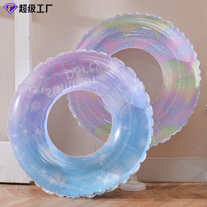 Anillo de natación inflable para niños, diseño de lentejuelas de cielo estrellado, flotador grueso, juguete acuático para uso en exteriores - Product Image 5