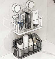 Étagère murale multifonctionnelle en plastique PP, amovible, à ventouse, pour rangement cosmétique, sans perçage, pour salle de bain