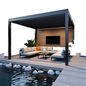 หลังคาผ้าใบกันน้ำแบบพับเก็บได้ขนาด 3x3 เมตร ทำจากอลูมิเนียม สำหรับศาลาพักผ่อนกลางแจ้ง ที่จอดรถ หรือใช้ในสวน ระเบียง สำหรับครอบครัว - Product Image 1