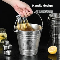 Glacière à vin isotherme 3L moderne en acier inoxydable à double paroi, rayée et ronde, pour camping, club, fête, bar, conserve la glace congelée plus longtemps