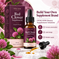 Fabrication OEM de gouttes liquides de trèfle rouge, complément alimentaire avec extrait de trèfle rouge 30 ml pour adultes, femmes, soins hormonaux OEM ODM