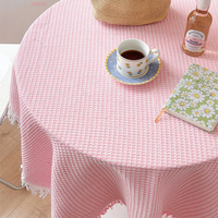 Nappe Moderne Imperméable et Anti-taches 130x130cm en Mélange Polyester/Lin/Coton, Style Français et Couverture Japonaise pour Café – Vente en Gros