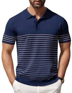 T-shirts à manches courtes en tricot rayé personnalisé pour polo de golf d'été pour hommes broderie pour uniformes d'équipe en vrac disponible - Product Image 2