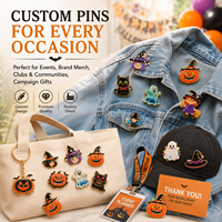 Épingles de revers émaillées de qualité supérieure pour Halloween, en alliage de zinc, émail souple, fixation sécurisée, fabrication OEM, vente en gros, badge métallique