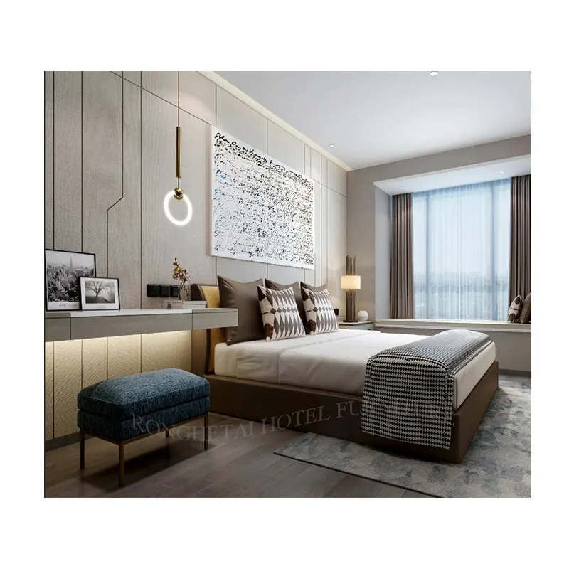 Holiday Inn Hotel Room Furniture King Size Cabecero Panel Juegos de dormitorio Muebles de hotel para la venta