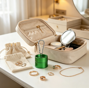 Mini Jewelry Storage <b>Box</b>, Small Metal Pill Case with Carabiner Hook for Rings <b>Earrings</b>, Outdoor Travel Tiny Accessory Container - Product Image 3