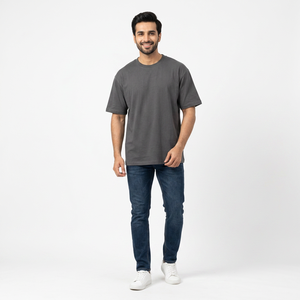 Camiseta de Algodón Puro Peinado de 210g con Logo OEM Personalizado Bordado, Manga Corta, Corte Regular y Hombro Caído - Product Image 1