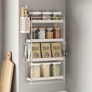 Estante Esquinero de Acero Inoxidable Impermeable de Doble Nivel, Tipo Soporte, Sin Perforaciones, para Condimentos de Cocina, para Encimera Estrecha - Product Image 4