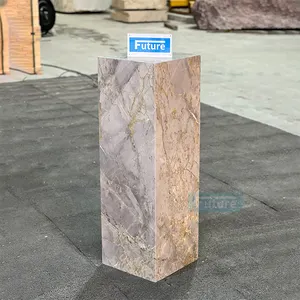Bed Room Custom Modern Design Home Decor Natural Stone Small Square Side Table Cuboid Gold Marble Plinth Marble