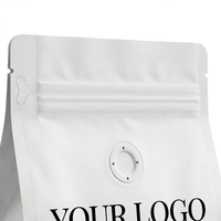 Sacs à café à fond plat personnalisés avec logo, 500g 1kg, en aluminium, scellés sur huit côtés avec valve de dégazage unidirectionnelle pour torréfacteurs