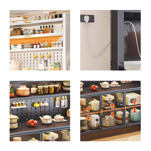 Station de café robuste pour <span class=keywords><strong>cuisine</strong></span>, armoire de rangement en acier au carbone avec roulettes, <span class=keywords><strong>buffet</strong></span> de rangement - Product Image 4