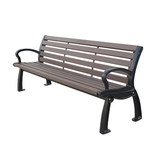 Banc en bois robuste pour aménagement urbain commercial, idéal pour campus, parcs et espaces publics, avec accoudoirs - Product Image 2