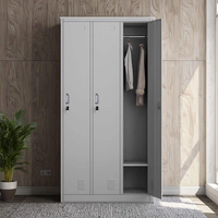 Casier en acier à 2 compartiments, robuste, verrouillable, avec trous de ventilation, pour l'école, l'hôtel, l'hôpital, armoire de rangement