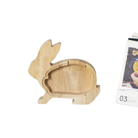 Grande tirelire en bois mignonne pour enfants motif de dessin animé chat conception petite taille boîte d'économie d'argent pour le stockage d'argent