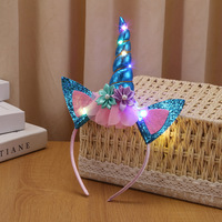 Serre-tête Licorne Lumineux pour Enfants, Guirlande de Cheveux Clignotante à LED pour Filles, Idéal pour Mariages, Fêtes d'Anniversaire et Décorations de Noël