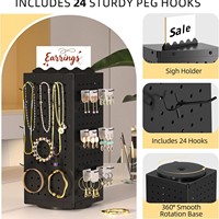 Présentoir rotatif à quatre faces pour bureau, bijoux et clés ; support de rangement pivotant, étagère d'exposition de marchandises
