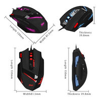 ZELOTES Mouse Gaming dengan kabel optik, Mouse T-60 USB Backlit 7-tombol ergonomis dapat diprogram