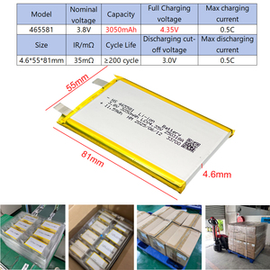 465581 3050mah 3.8V Sel Li-ion Ukuran Khusus Highstar 3.7v 2000mah 900mah 30ah Baterai Li-ion untuk Laptop Water Flosser - Product Image 2