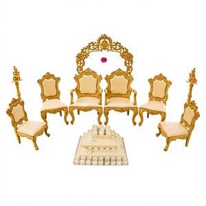 Chaises élégantes pour mandap de mariage pour la mariée et le marié – Achetez un ensemble de chaises Vedi pour mandap de mariage hindou – Dernières créations de chaises de mandap de mariage au Royaume-Uni - Product Image 5
