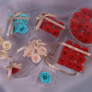Wholesaler Eternal Rose Forever Rose Preserved Flower rose with drawer in acrylic flower box