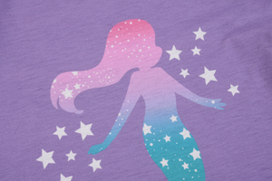 Conjunto de Pijama de Verano para Niñas con Estampado Degradado de Sirena, Ropa de Dormir de Manga Corta con Estampado de Escamas - Product Image 5