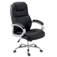 Chaise de bureau de direction en cuir PU à dossier haut, chaise de patron ergonomique inclinable avec repose-pieds rétractable, chaise pivotante réglable