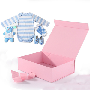 Baby Clothes Sock Suitcase Gift Set Box Pink Custom Wholesale Cute Newborn Corrugated Board Rigid Boxes Customized Rectangle