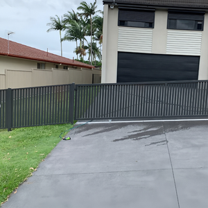 Panneaux de clôture en aluminium noir pour extérieur 6x8 8x8, motifs pleins, espacés, <span class=keywords><strong>demi</strong></span>-espacés et rayés pour jardin et piscine - Product Image 3