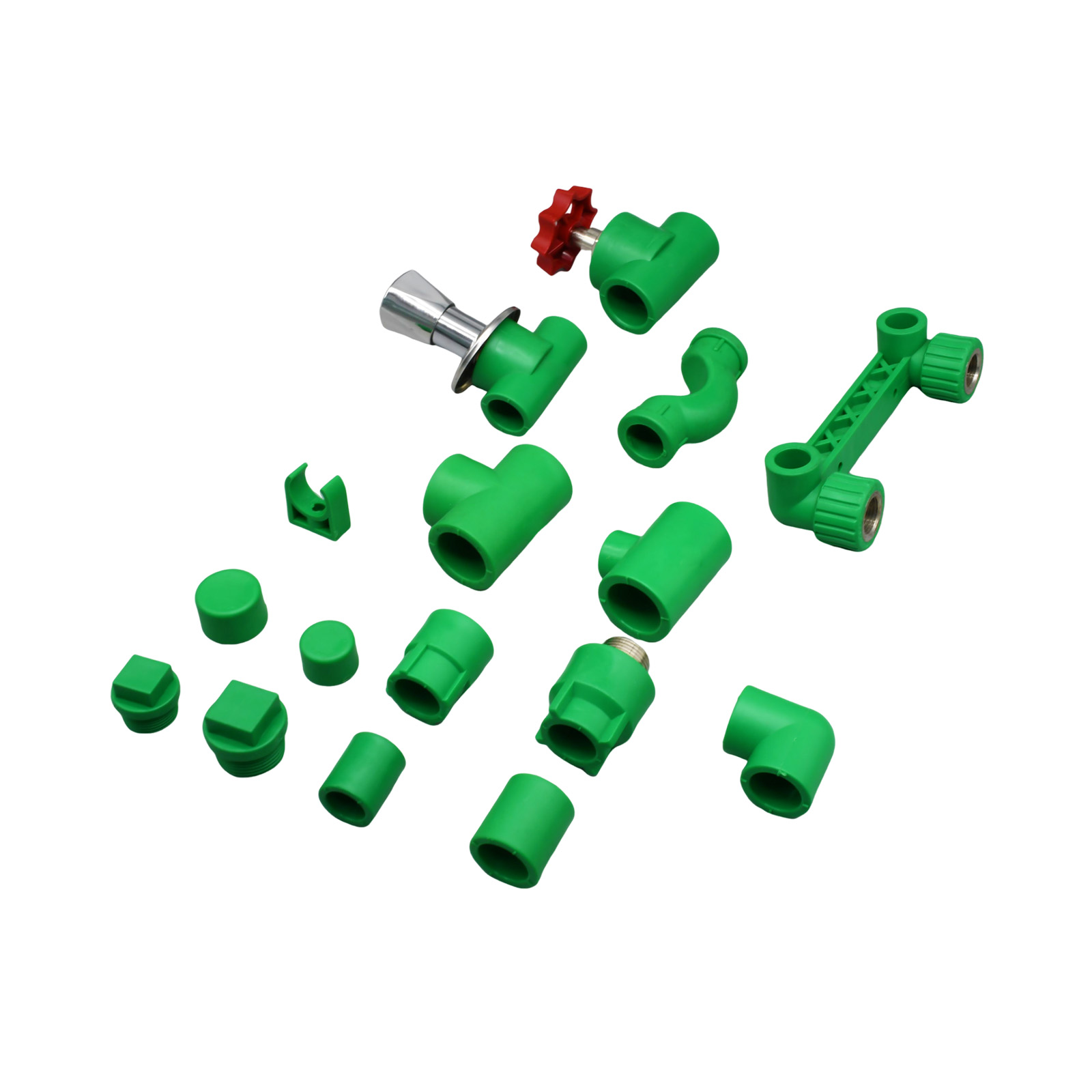 PPR Pipe Accessories 16mm High Pressure Globe Valve Double Female Elbow Tee Saddle Bend Coupling Sch160 Pipe Cap Fittings