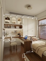 Armoire personnalisée pour enfants, armoire de rangement pour chambre d'enfant avec bureau, meubles pour enfants en bois massif moderne