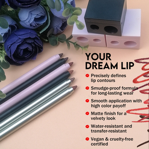 <span class=keywords><strong>Crayon</strong></span> à lèvres en bois imperméable, anti-bavures, longue tenue, haute pigmentation, or, rose or et noir, vente en gros - Product Image 4