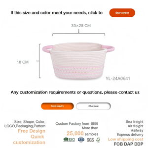 Cesta de Almacenamiento Princesa Rosa Palo, de Cuerda de Algodón, Grande, Plegable, con Asa, para Habitación de Niñas, Decoración de Guardería, Organización de Juguetes Infantiles - Product Image 3