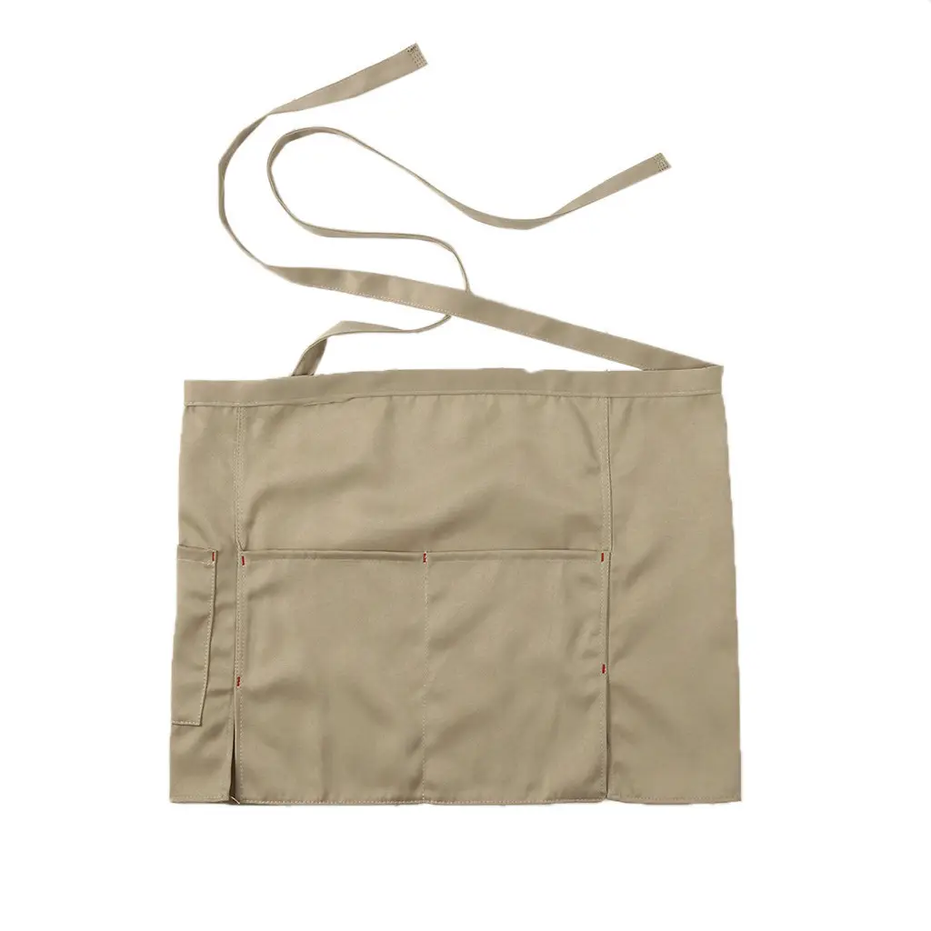 Avental de cintura curta com bolsos, avental de cintura com restaurante, utensílios de cozinha, avental