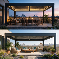 Pérgola de Aluminio Eléctrica al por Mayor, Gazebo Motorizado con Techo Bioclimático de Láminas, Impermeable y Resistente a la Lluvia para Terrazas de Hoteles y Salones