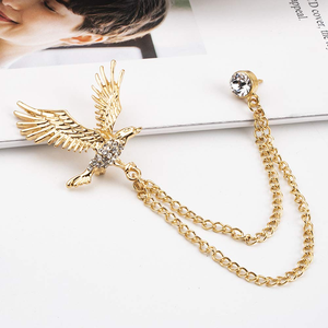 Broche Vintage Masculino de Liga Metálica com Águia e Asas de Strass Banhadas a Ouro Rosé para Casamento, Noivado e Festa, Presente DIY para Lapela de Blazer - Product Image 6